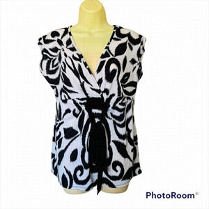 𝅺zoe+skye White black Casual floral Tunic Top, Size Large